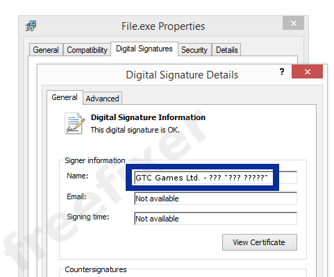 Screenshot of the GTC Games Ltd. - ??? ”??? ?????” certificate
